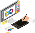 AI designed logos and branding materials.